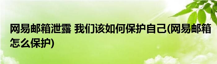 網(wǎng)易郵箱泄露 我們?cè)撊绾伪Ｗo(hù)自己(網(wǎng)易郵箱怎么保護(hù))