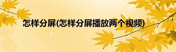 怎樣分屏(怎樣分屏播放兩個(gè)視頻)