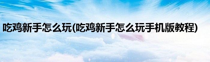 吃雞新手怎么玩(吃雞新手怎么玩手機版教程)