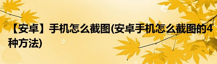 【安卓】手機怎么截圖(安卓手機怎么截圖的4種方法)