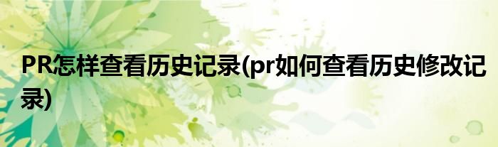 PR怎樣查看歷史記錄(pr如何查看歷史修改記錄)