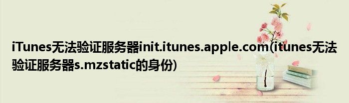 iTunes無法驗(yàn)證服務(wù)器init.itunes.apple.com(itunes無法驗(yàn)證服務(wù)器s.mzstatic的身份)