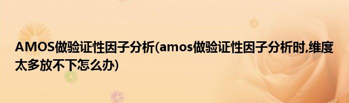 AMOS做驗(yàn)證性因子分析(amos做驗(yàn)證性因子分析時,維度太多放不下怎么辦)