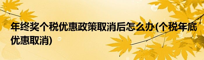 年終獎(jiǎng)個(gè)稅優(yōu)惠政策取消后怎么辦(個(gè)稅年底優(yōu)惠取消)