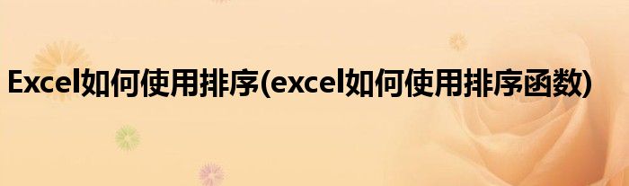 Excel如何使用排序(excel如何使用排序函數(shù))