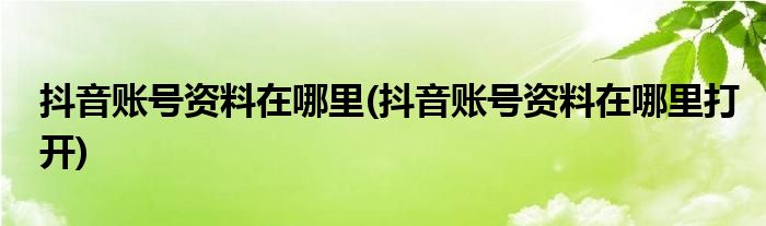 抖音賬號資料在哪里(抖音賬號資料在哪里打開)