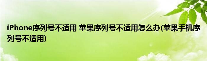 iPhone序列號(hào)不適用 蘋果序列號(hào)不適用怎么辦(蘋果手機(jī)序列號(hào)不適用)