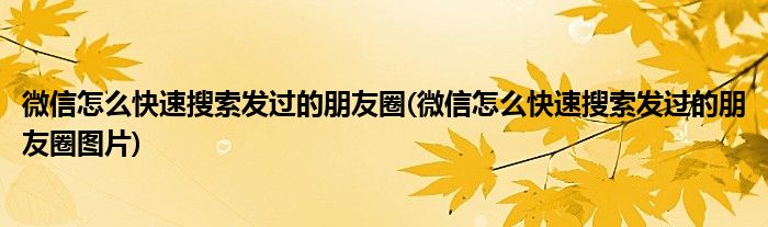 微信怎么快速搜索發(fā)過的朋友圈(微信怎么快速搜索發(fā)過的朋友圈圖片)