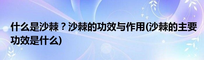 什么是沙棘？沙棘的功效與作用(沙棘的主要功效是什么)