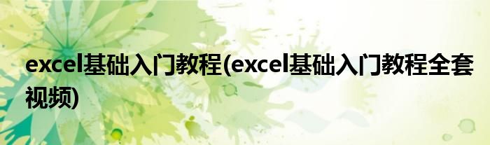 excel基礎(chǔ)入門教程(excel基礎(chǔ)入門教程全套視頻)