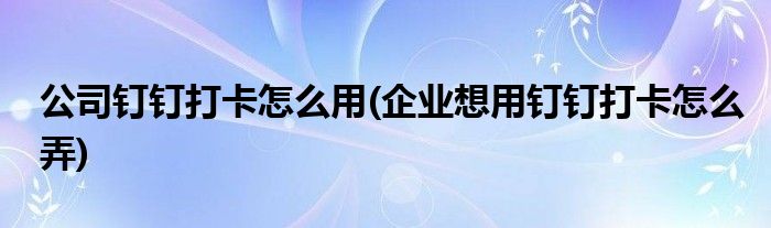 公司釘釘打卡怎么用(企業(yè)想用釘釘打卡怎么弄)