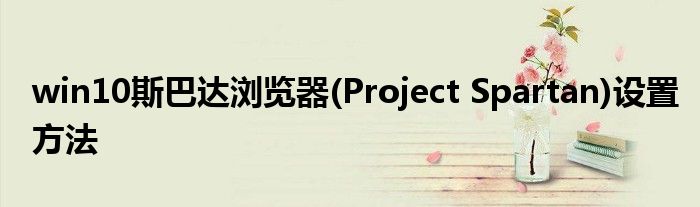 win10斯巴達瀏覽器(Project Spartan)設(shè)置方法