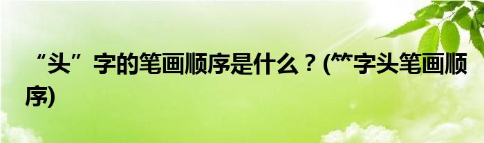 “頭”字的筆畫順序是什么？(?字頭筆畫順序)