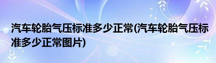 汽車輪胎氣壓標準多少正常(汽車輪胎氣壓標準多少正常圖片)