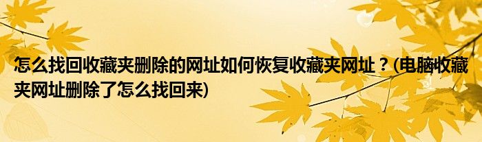 怎么找回收藏夾刪除的網(wǎng)址如何恢復(fù)收藏夾網(wǎng)址？(電腦收藏夾網(wǎng)址刪除了怎么找回來(lái))