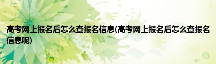 高考網(wǎng)上報(bào)名后怎么查報(bào)名信息(高考網(wǎng)上報(bào)名后怎么查報(bào)名信息呢)