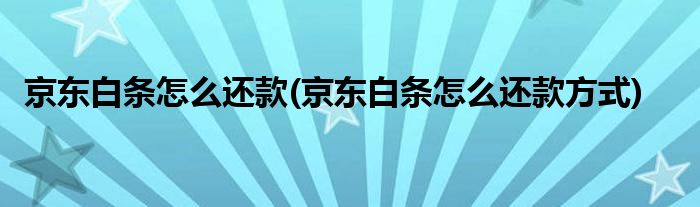 京東白條怎么還款(京東白條怎么還款方式)