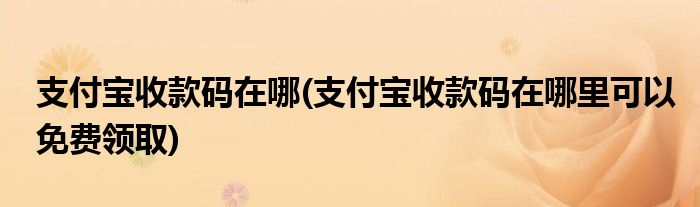 支付寶收款碼在哪(支付寶收款碼在哪里可以免費(fèi)領(lǐng)取)