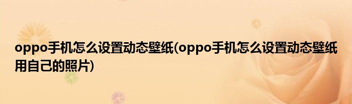 oppo手機(jī)怎么設(shè)置動(dòng)態(tài)壁紙(oppo手機(jī)怎么設(shè)置動(dòng)態(tài)壁紙用自己的照片)