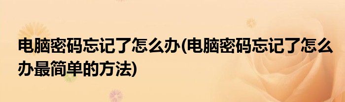 電腦密碼忘記了怎么辦(電腦密碼忘記了怎么辦最簡(jiǎn)單的方法)