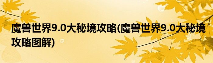 魔獸世界9.0大秘境攻略(魔獸世界9.0大秘境攻略圖解)