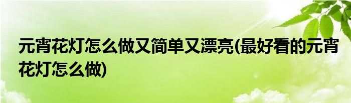 元宵花燈怎么做又簡單又漂亮(最好看的元宵花燈怎么做)