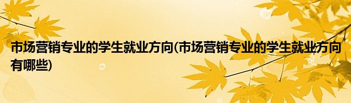 市場營銷專業(yè)的學(xué)生就業(yè)方向(市場營銷專業(yè)的學(xué)生就業(yè)方向有哪些)