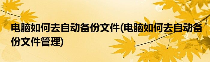 電腦如何去自動(dòng)備份文件(電腦如何去自動(dòng)備份文件管理)