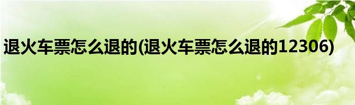 退火車票怎么退的(退火車票怎么退的12306)