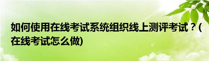 如何使用在線考試系統(tǒng)組織線上測(cè)評(píng)考試？(在線考試怎么做)