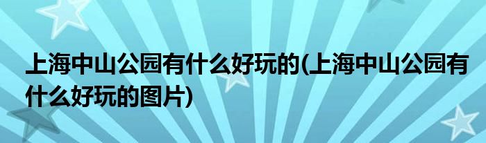 上海中山公園有什么好玩的(上海中山公園有什么好玩的圖片)