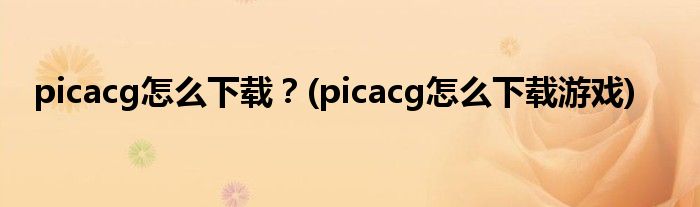 picacg怎么下載？(picacg怎么下載游戲)