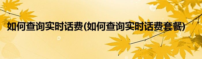 如何查詢實(shí)時(shí)話費(fèi)(如何查詢實(shí)時(shí)話費(fèi)套餐)