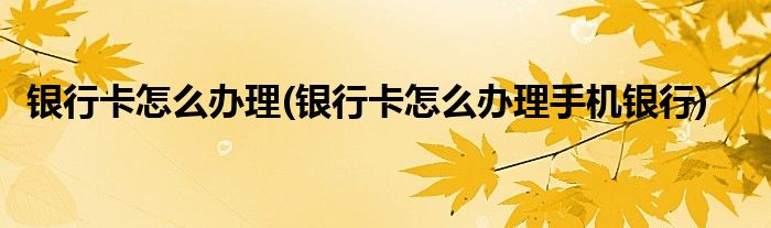 銀行卡怎么辦理(銀行卡怎么辦理手機銀行)