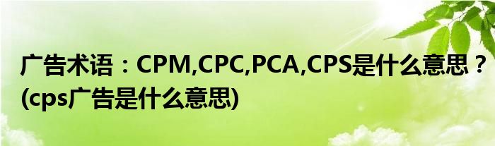 廣告術(shù)語：CPM,CPC,PCA,CPS是什么意思？(cps廣告是什么意思)