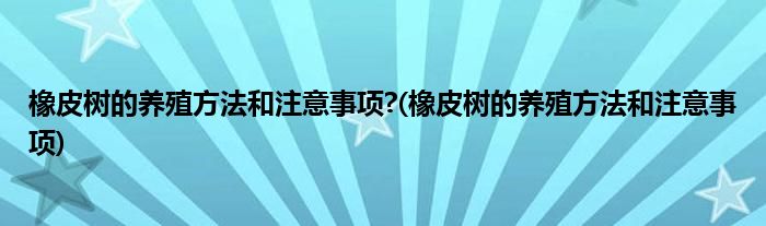 橡皮樹的養(yǎng)殖方法和注意事項(xiàng)?(橡皮樹的養(yǎng)殖方法和注意事項(xiàng))