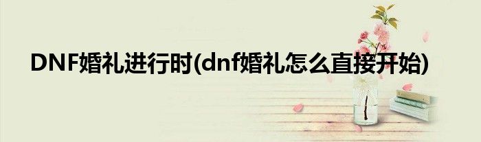 DNF婚禮進(jìn)行時(shí)(dnf婚禮怎么直接開始)