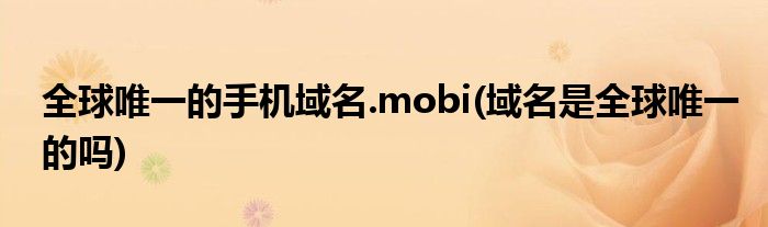 全球唯一的手機(jī)域名.mobi(域名是全球唯一的嗎)