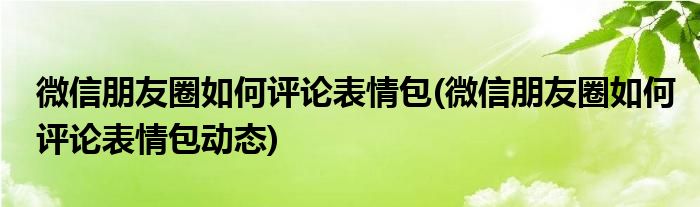 微信朋友圈如何評論表情包(微信朋友圈如何評論表情包動態(tài))