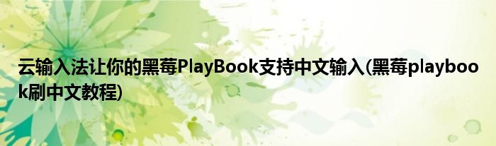 云輸入法讓你的黑莓PlayBook支持中文輸入(黑莓playbook刷中文教程)