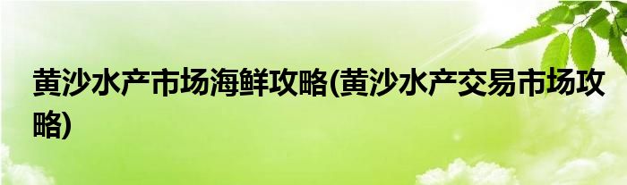 黃沙水產市場海鮮攻略(黃沙水產交易市場攻略)