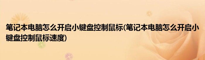 筆記本電腦怎么開啟小鍵盤控制鼠標(biāo)(筆記本電腦怎么開啟小鍵盤控制鼠標(biāo)速度)