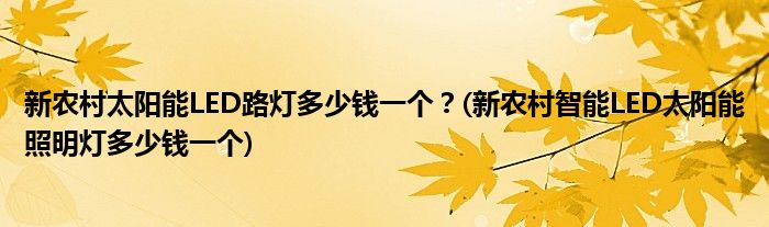 新農(nóng)村太陽(yáng)能LED路燈多少錢(qián)一個(gè)？(新農(nóng)村智能LED太陽(yáng)能照明燈多少錢(qián)一個(gè))