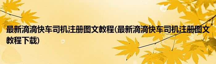 最新滴滴快車司機注冊圖文教程(最新滴滴快車司機注冊圖文教程下載)