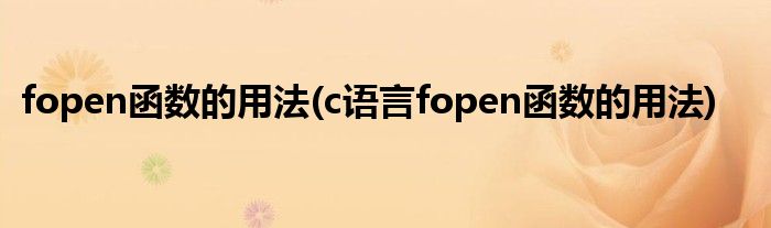 fopen函數(shù)的用法(c語言fopen函數(shù)的用法)