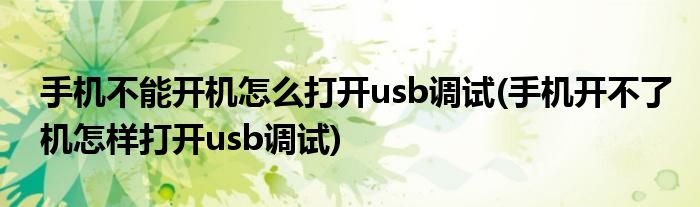 手機不能開機怎么打開usb調(diào)試(手機開不了機怎樣打開usb調(diào)試)