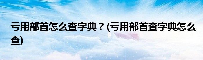 虧用部首怎么查字典？(虧用部首查字典怎么查)