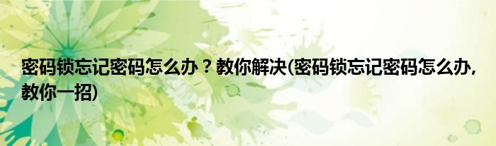 密碼鎖忘記密碼怎么辦？教你解決(密碼鎖忘記密碼怎么辦,教你一招)