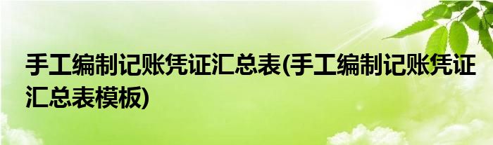 手工編制記賬憑證匯總表(手工編制記賬憑證匯總表模板)