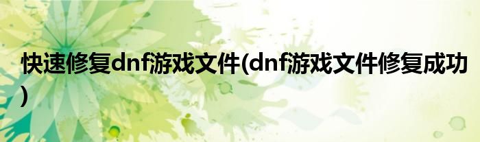 快速修復(fù)dnf游戲文件(dnf游戲文件修復(fù)成功)